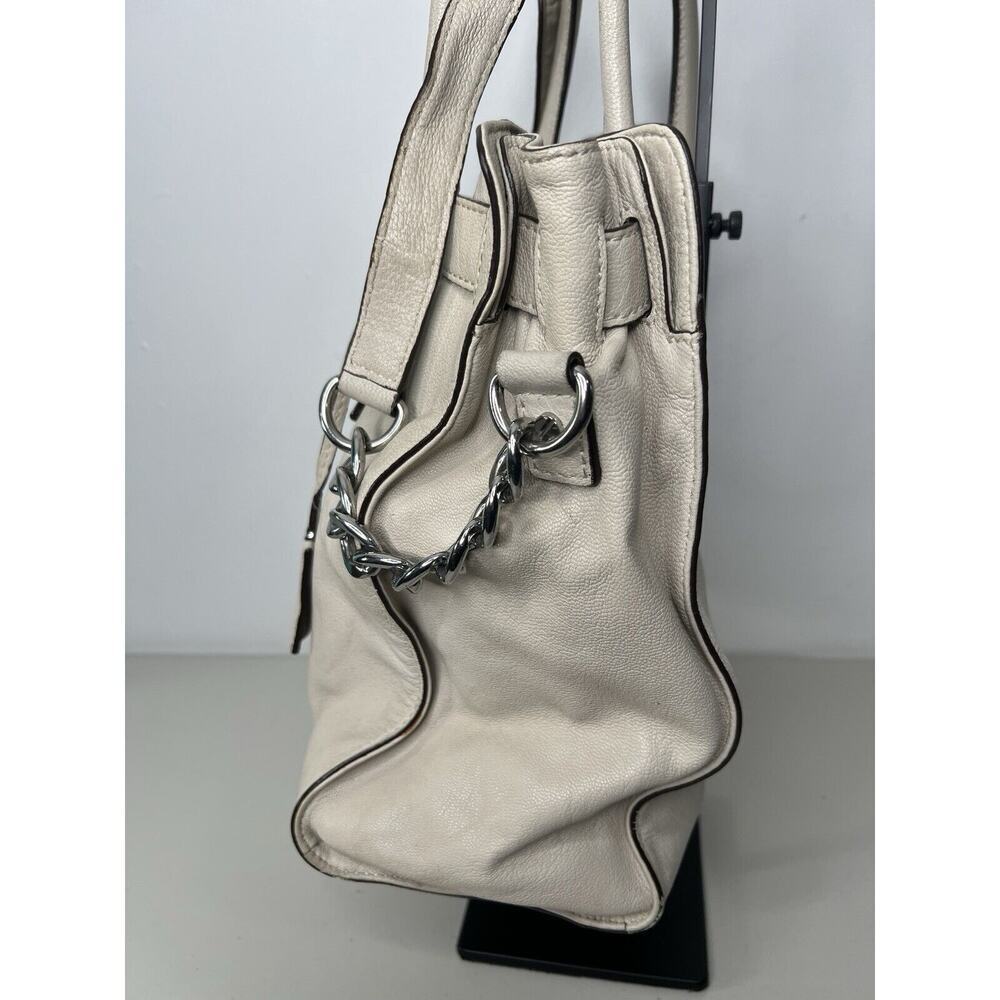Michael Kors Hamilton Lock Cream Leather Large Satchel Shoulder Bag - Picture 4 of 11